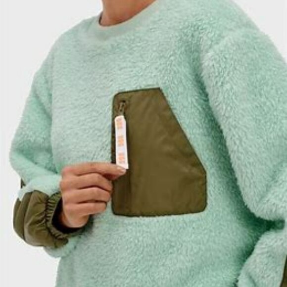 UGG Niko Sherpa Crewneck Mint Green Pullover Sweater * SZ S - Picture 4 of 9